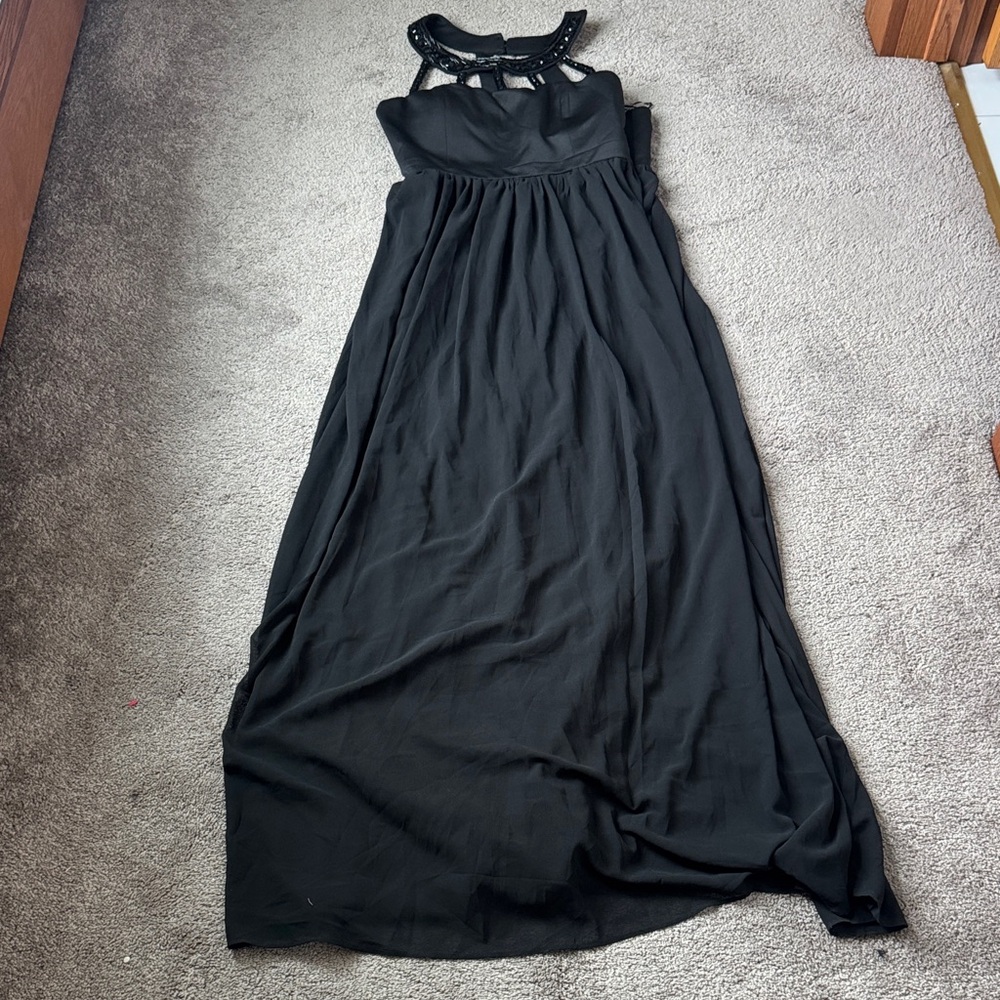 Maniju Black Halter Maxi Dress SIZE L Formal Evening Prom Occasion Dress